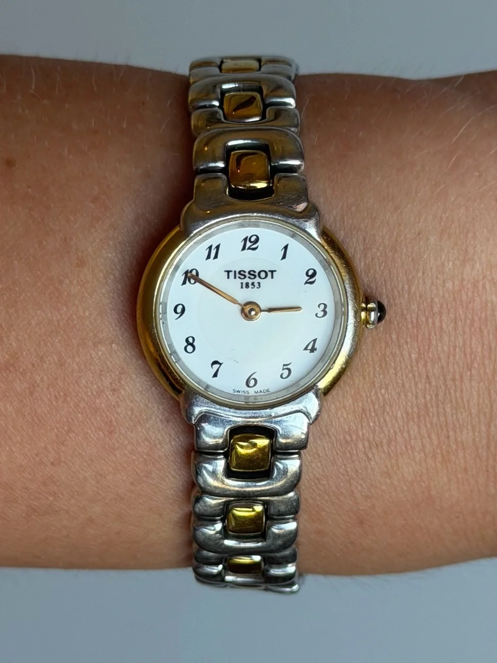 Vintage Tissot 1853 G357 Two Tone Bracelet Watch Swiss Quartz Sapphire Crystal